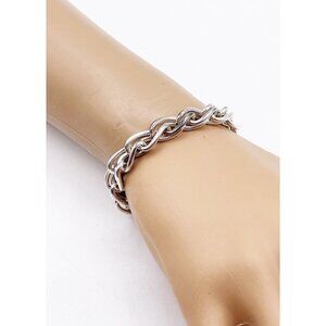 Italian 925 Sterling Silver Woven Bracelet 7.5” 20.9g Magnetic Clasp Heavy